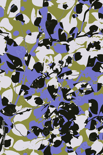 black and white abstract flowers pattern