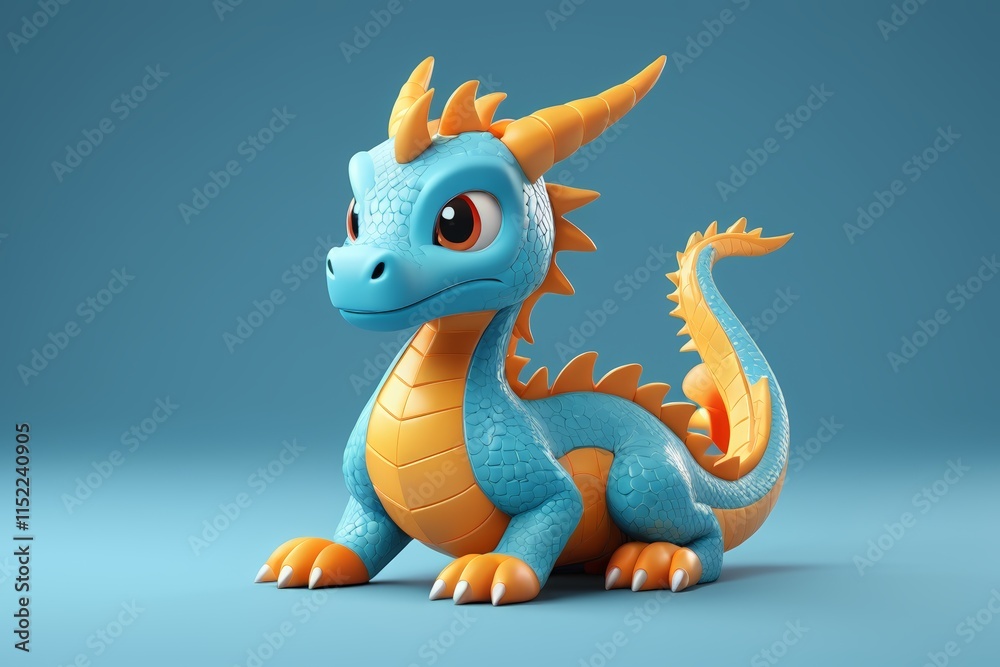 Fototapeta premium a close up of a toy dragon sitting on a blue surface
