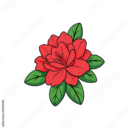 Lovely beautiful red china rose flower vector art illustration
