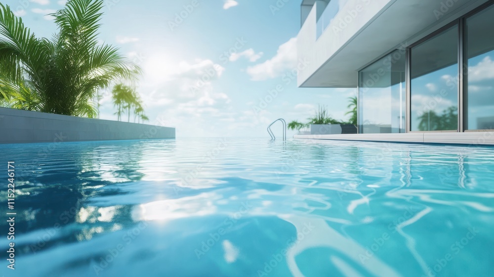 Fototapeta premium Blue water surface in swimming pool