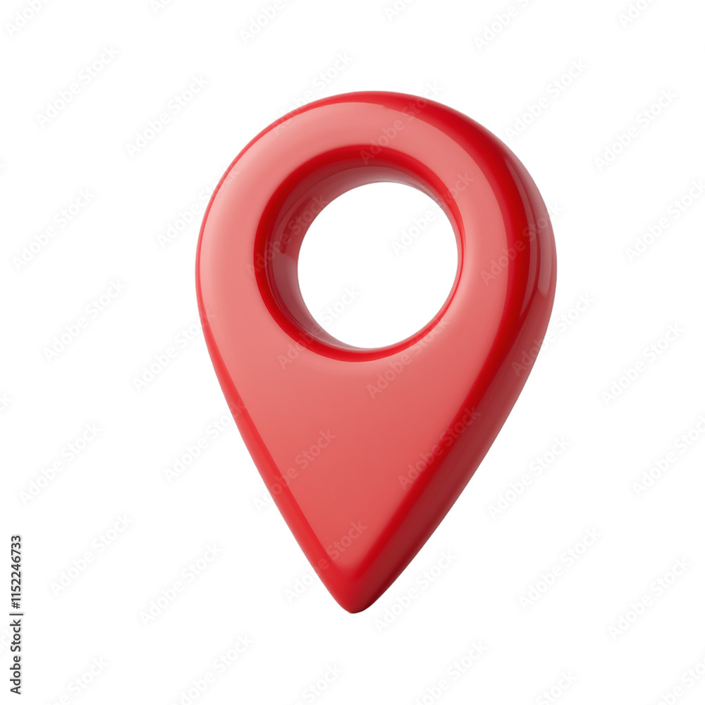 3D Glossy Red Map Pin Icon with Location Marker and Navigation Symbol 3D Glossy Red Map Pin Icon with Location Marker and Navigation Symbol