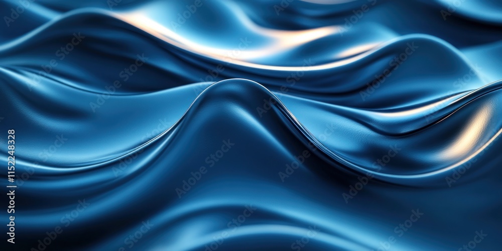 Obraz premium Abstract 3d render background with fluid shapes and blue metallic reflections. modern luxury illustration suitable for backgrounds.