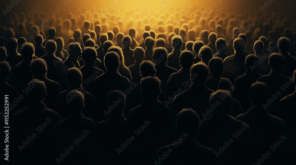 Obraz premium Psychedelic black, crowd of people