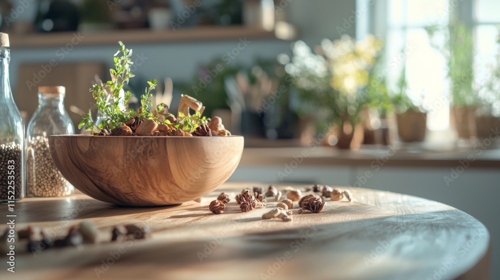 Rustic wooden bowl filled with roasted coffee beans Rustic wooden bowl filled with roasted coffee beans