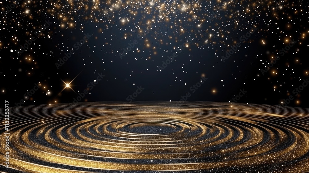 Fototapeta premium Enjoy the enchanting glow of golden glitter lights creating a luxurious atmosphere perfect for Christmas and New Year festivities