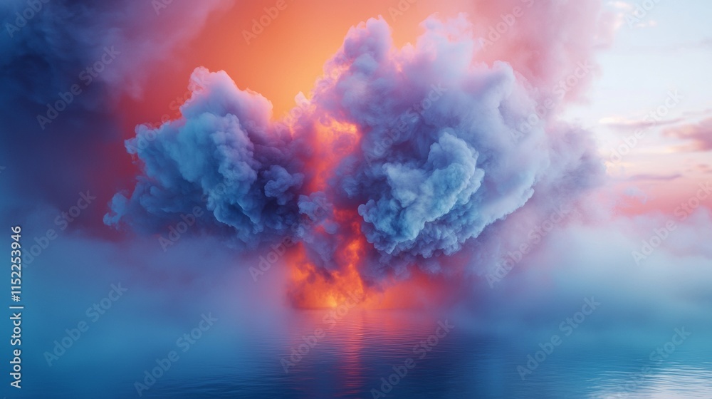 Naklejka premium Abstract pink and blue smoke clouds in the sky