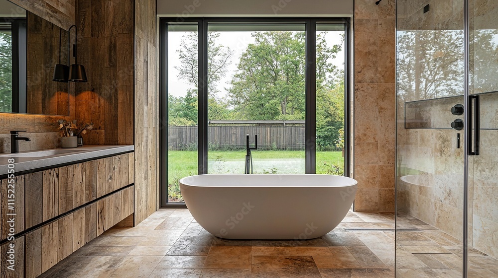 Fototapeta premium modern dutch bathroom with rustic touches