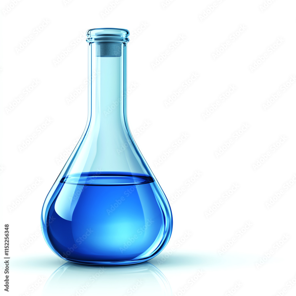 Laboratory flask with blue liquid, white isolated background. Laboratory flask with blue liquid, white isolated background.