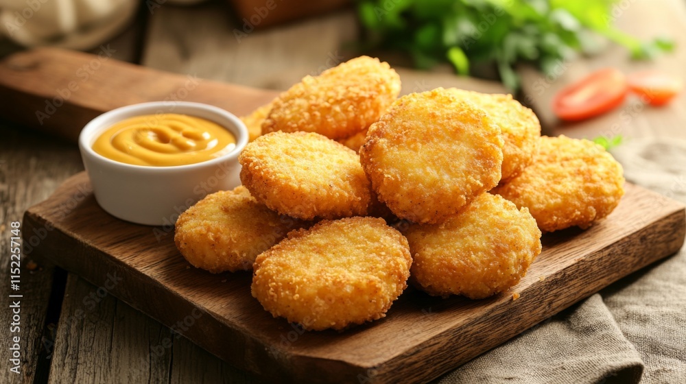 Crispy Nuggets with Honey Mustard Dipping Sauce Crispy Nuggets with Honey Mustard Dipping Sauce