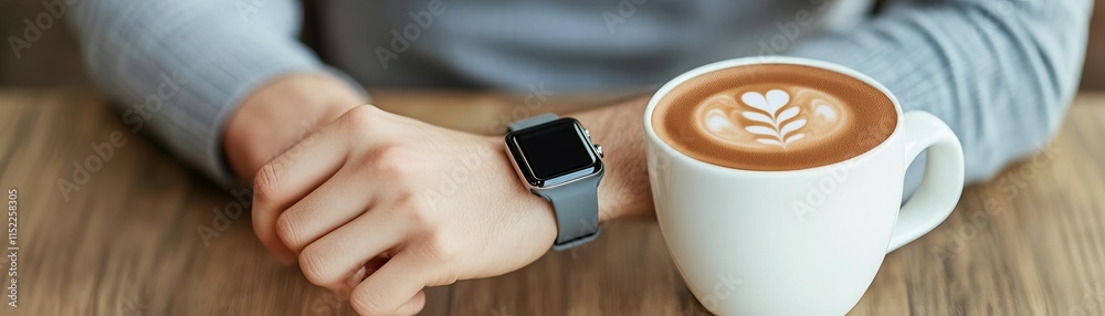 Young professional tapping a smartwatch for payment, wearable tech lifestyle Young professional tapping a smartwatch for payment, wearable tech lifestyle