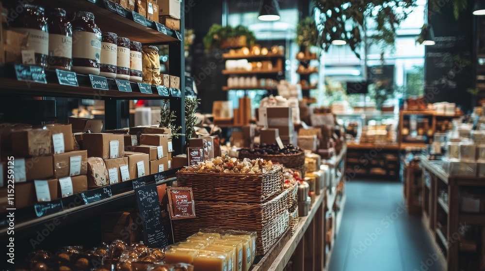 Cozy interior of a modern grocery store Cozy interior of a modern grocery store