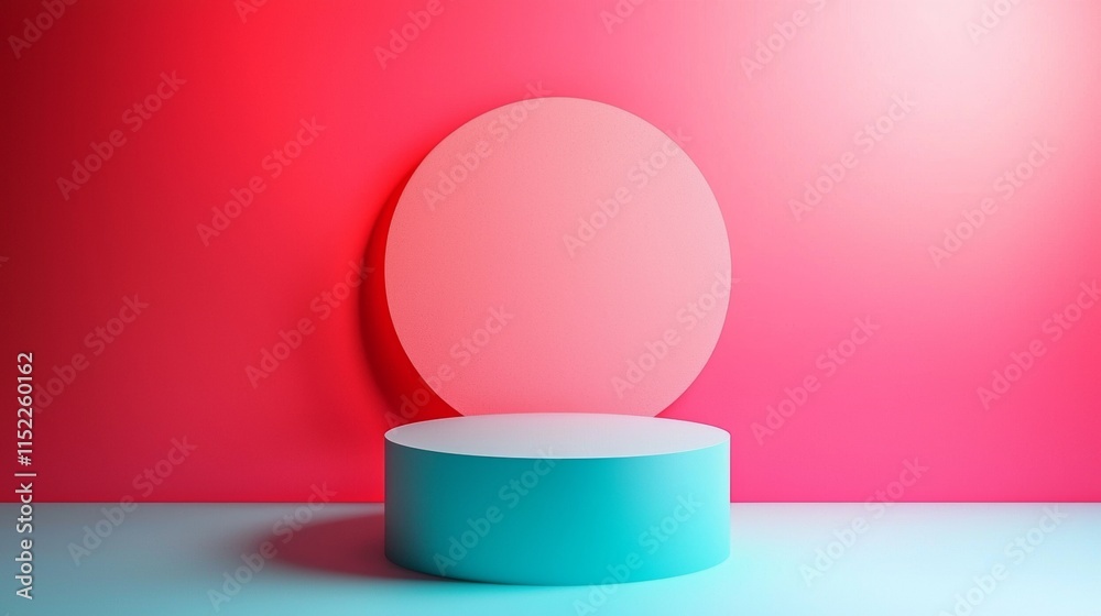 Minimalist design with geometric shapes on pink and blue Minimalist design with geometric shapes on pink and blue