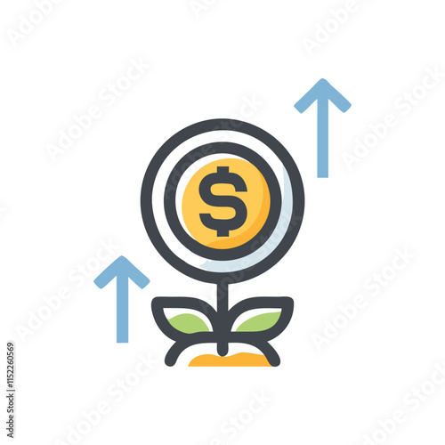  Dynamic Coin Growth Icon Illustration Design