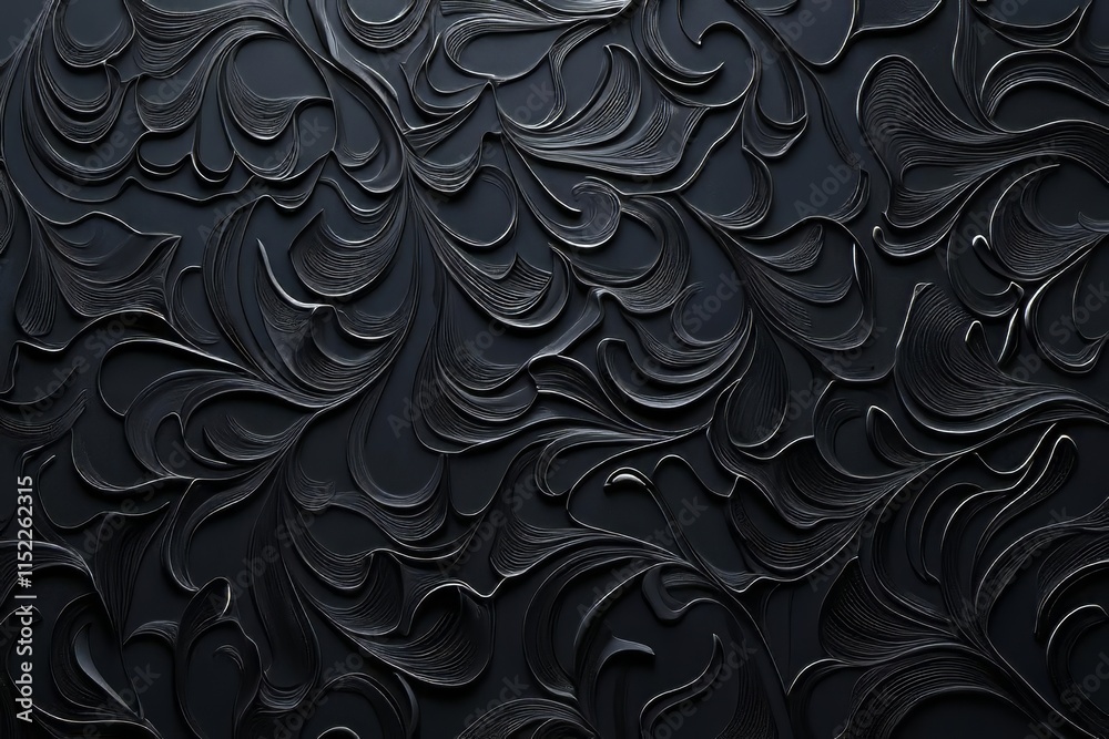 Dark Floral Swirls: Abstract Art, Texture, Background, Black, Design, Pattern, 3D, Lines, Elegant, Decoration Dark Floral Swirls: Abstract Art, Texture, Background, Black, Design, Pattern, 3D, Lines, Elegant, Decoration