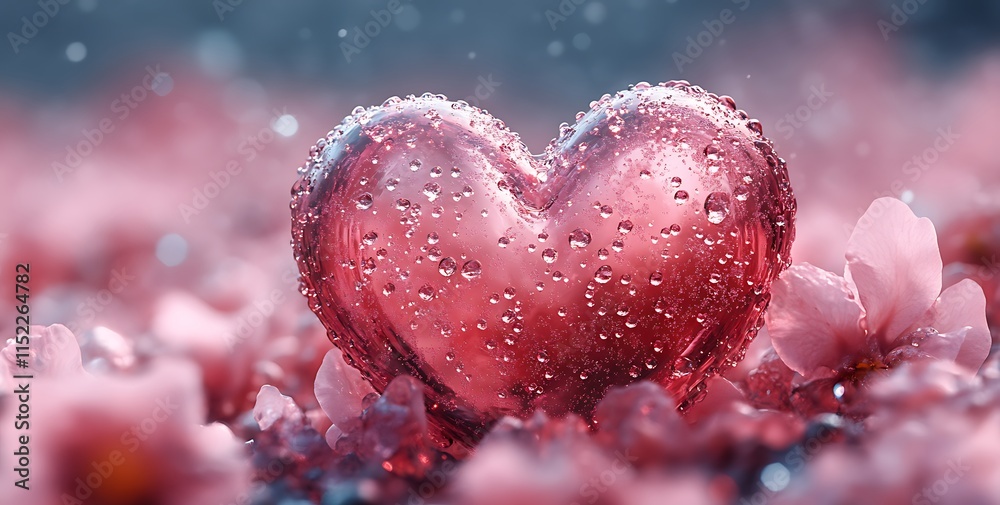 Fototapeta premium Heart-Shaped Object with Water Droplets.
