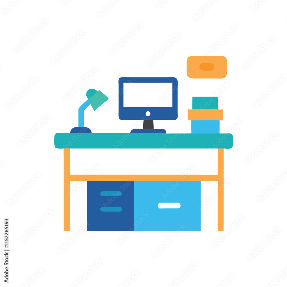Dynamic Desk Setup Icon Illustration Design Dynamic Desk Setup Icon Illustration Design