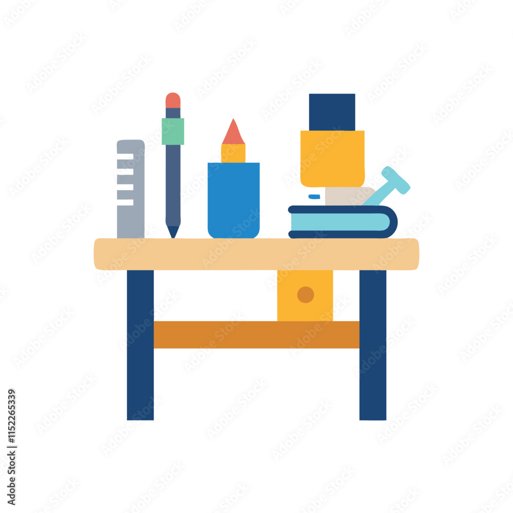  Stylish Desk Tools Icon Illustration Design