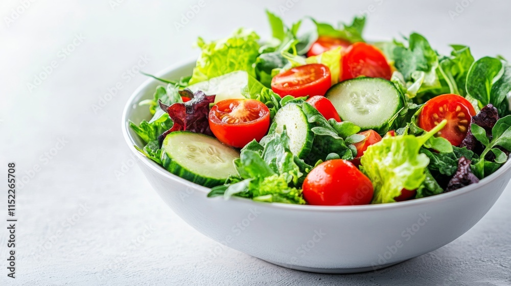 Fresh Mixed Greens Salad with Cherry Tomatoes and Cucumbers Fresh Mixed Greens Salad with Cherry Tomatoes and Cucumbers
