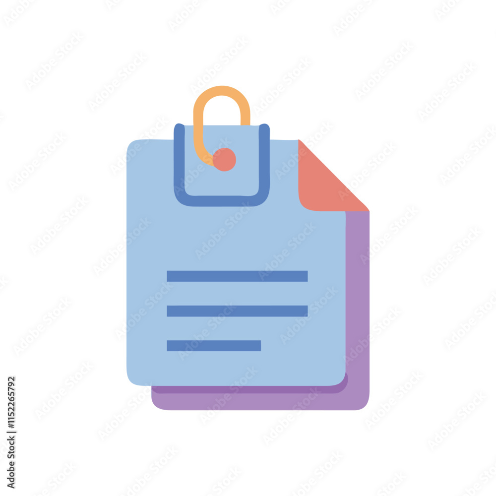 Minimal Document Clip Icon Illustration Design Minimal Document Clip Icon Illustration Design