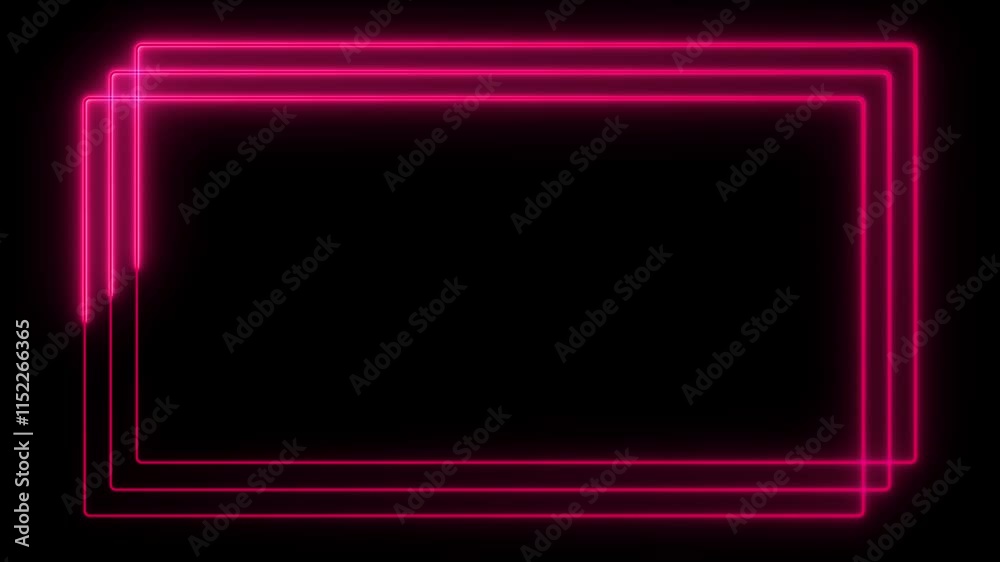 Glowing neon red color square rectangle picture frame animated icon .4K Neon Light Square Animation isolated on Black Background. Glowing neon red color square rectangle picture frame animated icon .4K Neon Light Square Animation isolated on Black Background.