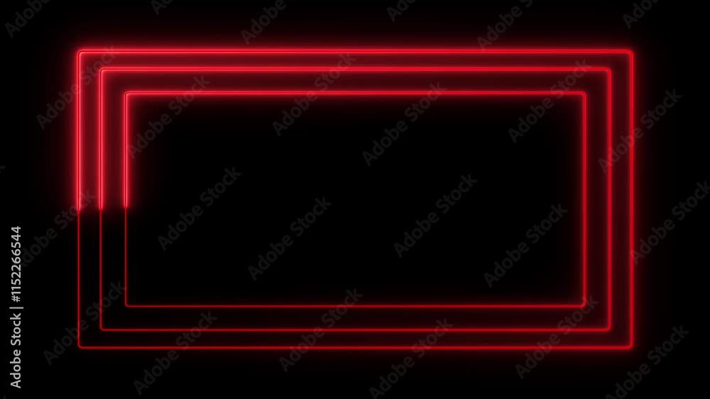 Glowing neon red color square rectangle picture frame animated icon .4K Neon Light Square Animation isolated on Black Background. Glowing neon red color square rectangle picture frame animated icon .4K Neon Light Square Animation isolated on Black Background.