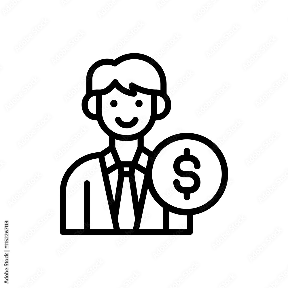 Businessperson with dollar sign, representing financial success. Businessperson with dollar sign, representing financial success.