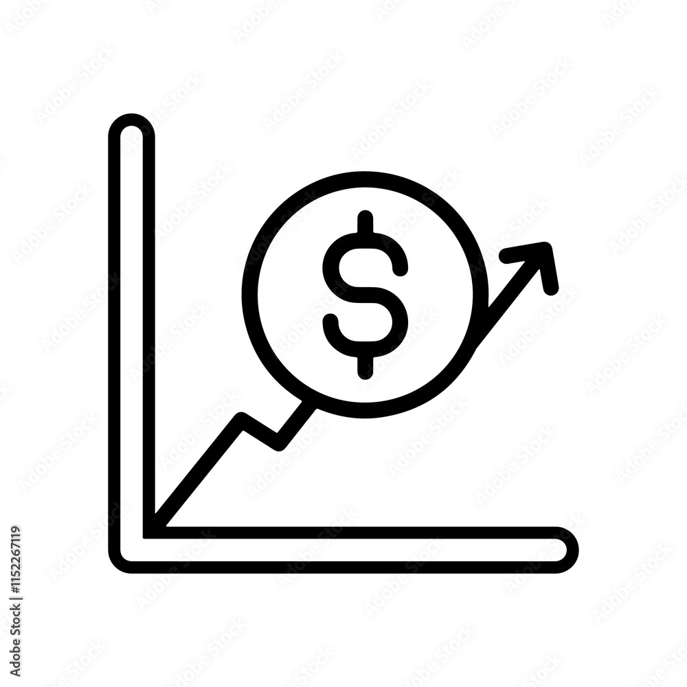 Financial Growth Icon with Dollar Sign and Upward Trend Financial Growth Icon with Dollar Sign and Upward Trend