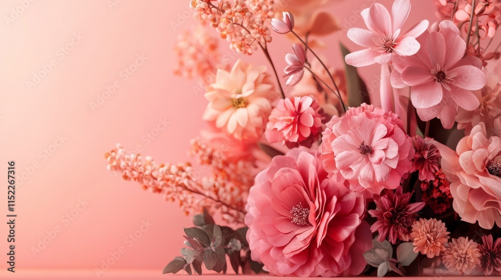 Elegant bouquet of pink flowers in soft light Elegant bouquet of pink flowers in soft light