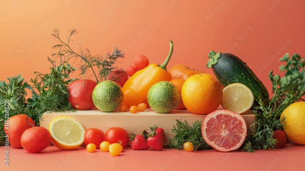 Assorted fresh fruits on a wooden surface Assorted fresh fruits on a wooden surface