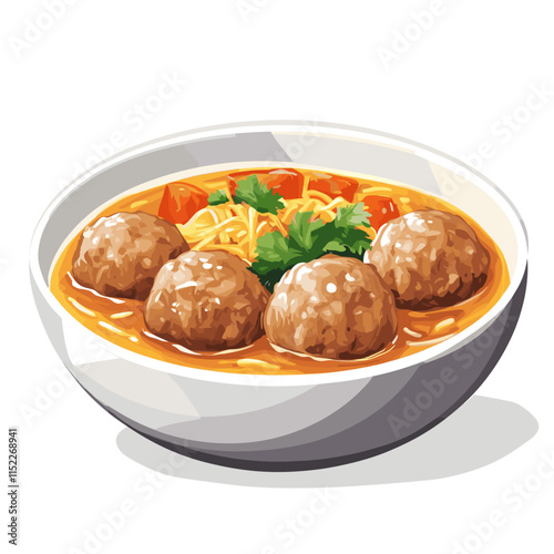 Bakso Meatball Noodle Soup with Vegetables