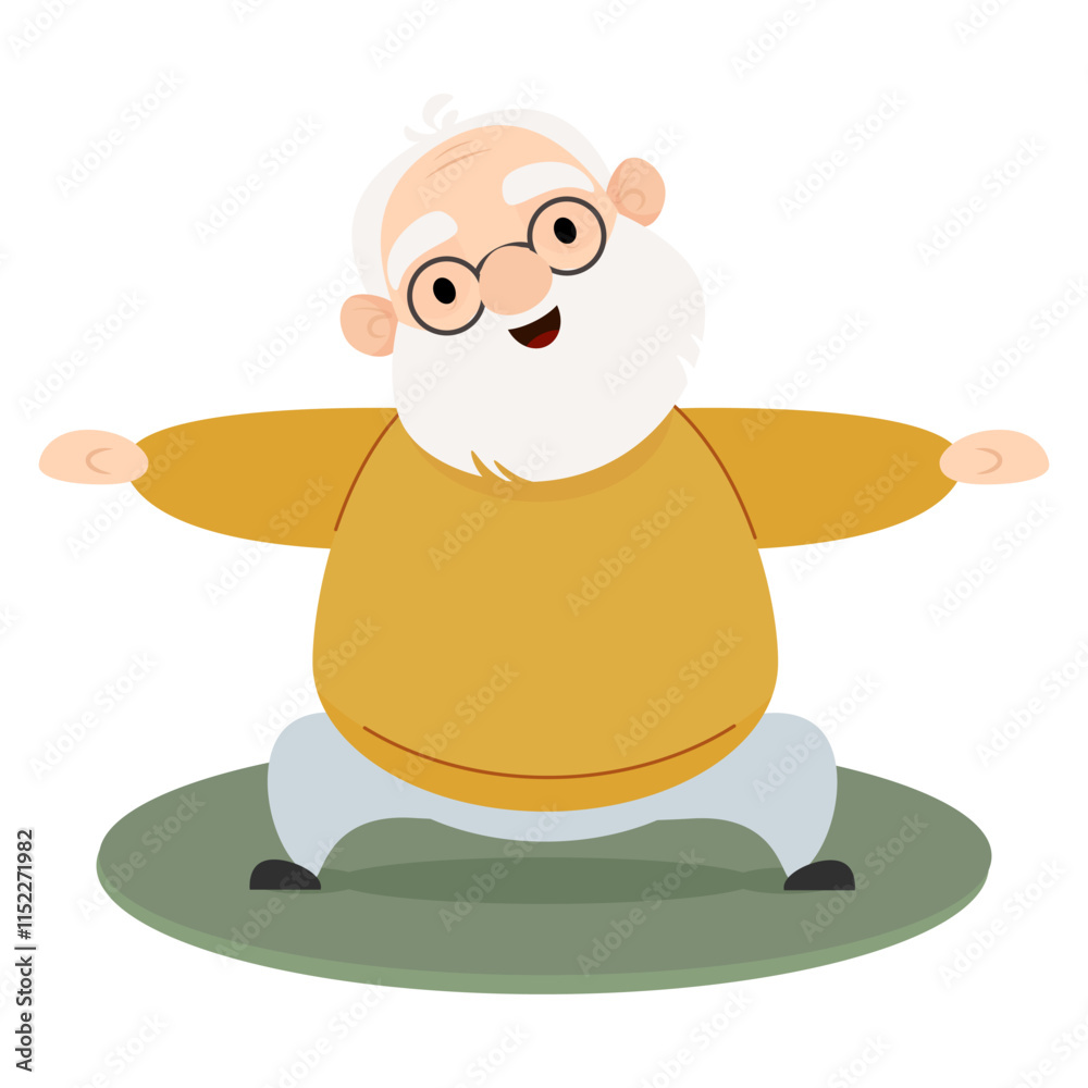 Obraz premium Senior elderly man doing sports at home