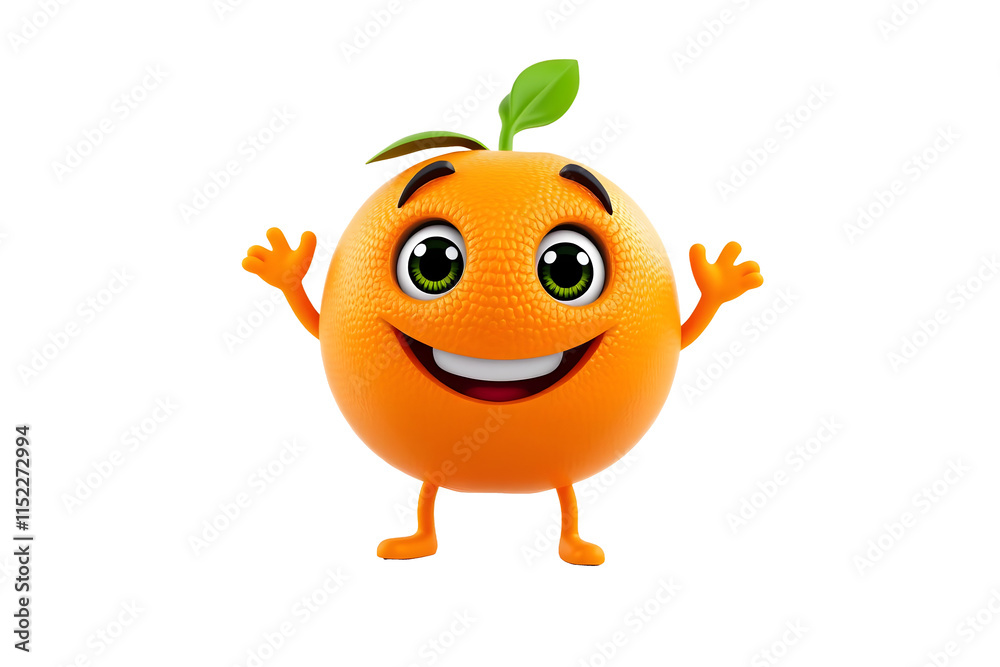 Animated Alive Orange Fruit Character with a Happy Face, Smiling and Full of Joy Animated Alive Orange Fruit Character with a Happy Face, Smiling and Full of Joy