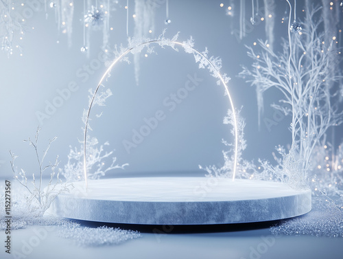 Winter theme podium, Christmas, New Year, Festive, product display photo