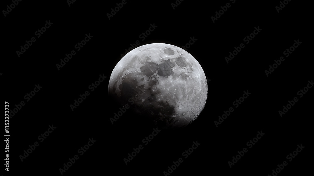 Bright full moon captured in a clear night sky during the lunar phase with visible craters and shadows Bright full moon captured in a clear night sky during the lunar phase with visible craters and shadows