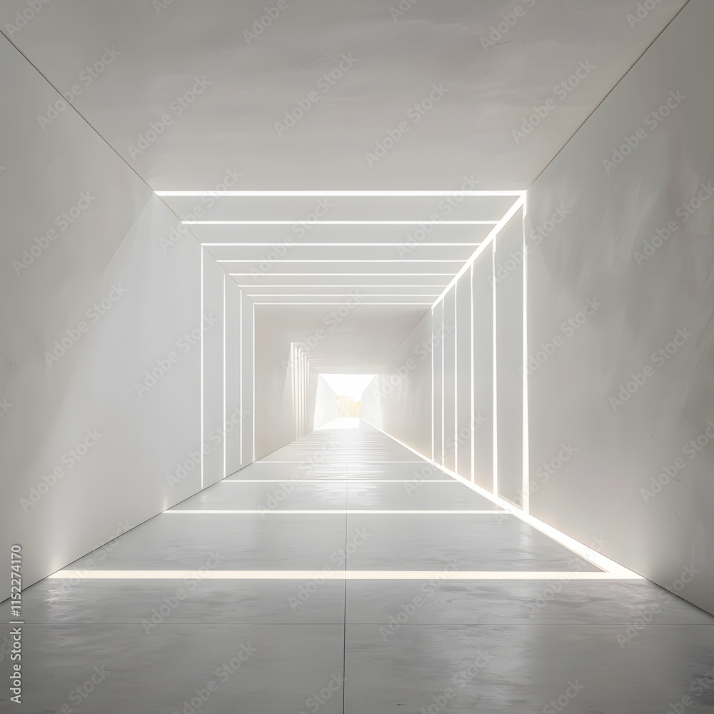 Obraz premium Empty corridor with columns and light