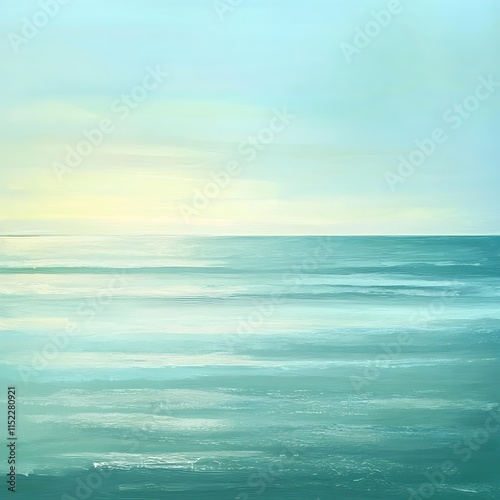 A minimalist depiction of gentle waves on the horizon, rendered in soft pastel tones against