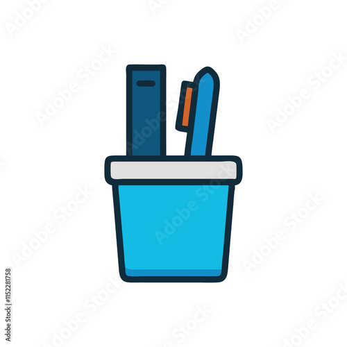  Minimal Pen Holder Icon Illustration Design