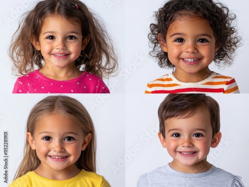 Four young children smiling and looking at the camera.
