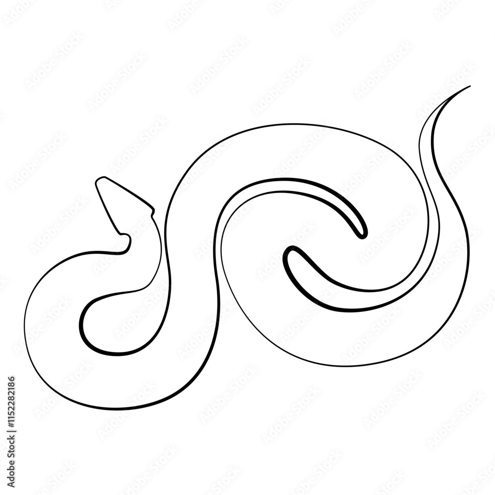 Obraz premium Snake one line drawing on white isolated background. 2025 Chinese New Year