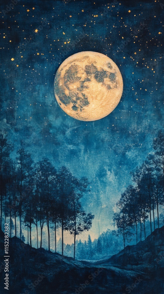 Naklejka premium Forest Night Moon