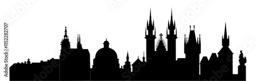 silhouette, architecture, skyline, city, church, sunset, europe, tower, building, vector, sky, prague, cathedral, castle, cityscape, town, moscow, travel, london, illustration, landmark, old, urban, b