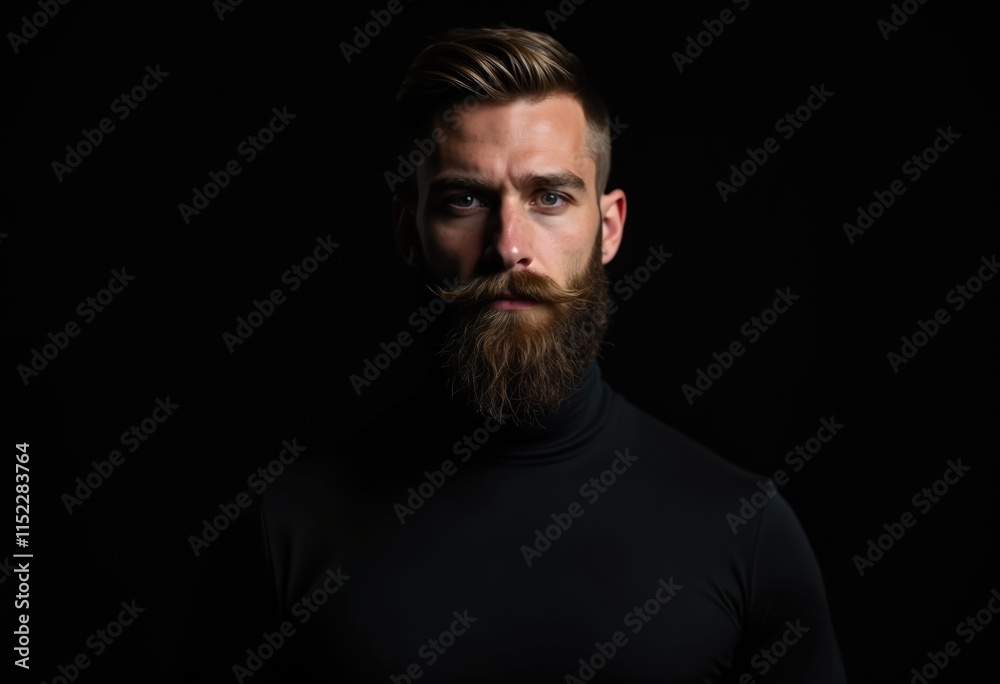 Obraz premium A bearded man with intense eyes stares directly at the camera.