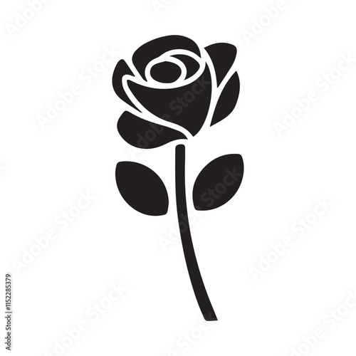 Rose silhouette vector icon,valentine day rose icon