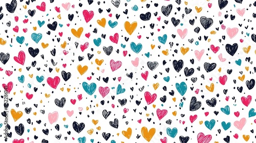 Hearts on white, doodle
