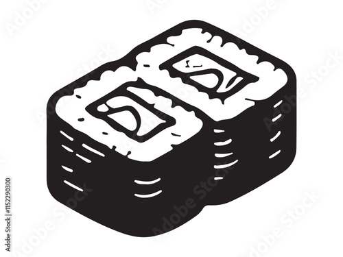 Engraved style, asian food  for web, menu, posters, decoration
