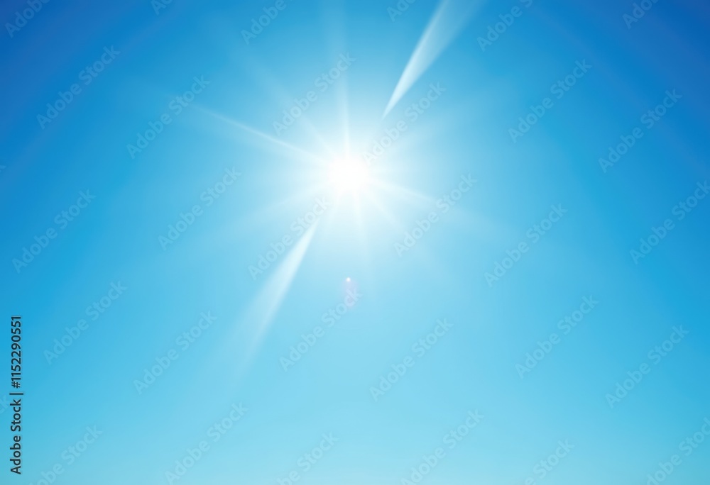 A bright shining sun in a clear blue sky. A bright shining sun in a clear blue sky.