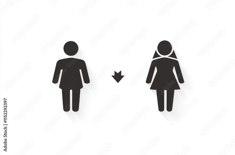 Simple icons of male and female figures in black on a white background, in a vector style, with a flat design, a white border, and vector graphics. This is a vector illustration and logo, with high re Simple icons of male and female figures in black on a white background, in a vector style, with a flat design, a white border, and vector graphics. This is a vector illustration and logo, with high re