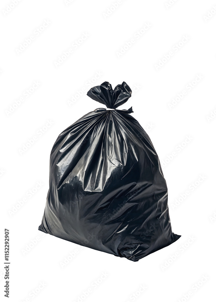 Black garbage bag isolated on white background, isolated on transparent background.PNG Black garbage bag isolated on white background, isolated on transparent background.PNG