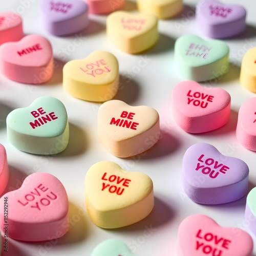 heart shaped candy with love words ,  valentine day