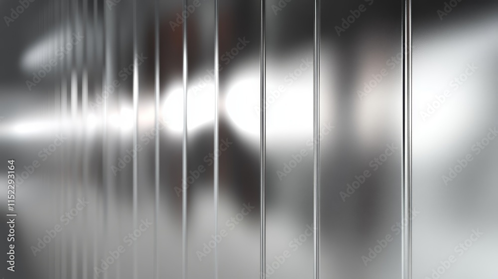 A close-up of vertical metallic lines with reflections creating a smooth, abstract surface. A close-up of vertical metallic lines with reflections creating a smooth, abstract surface.